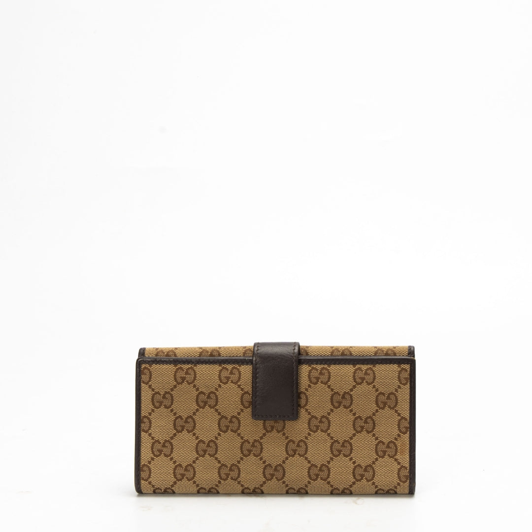 Gucci GG Canvas Metal Flap Continental Wallet