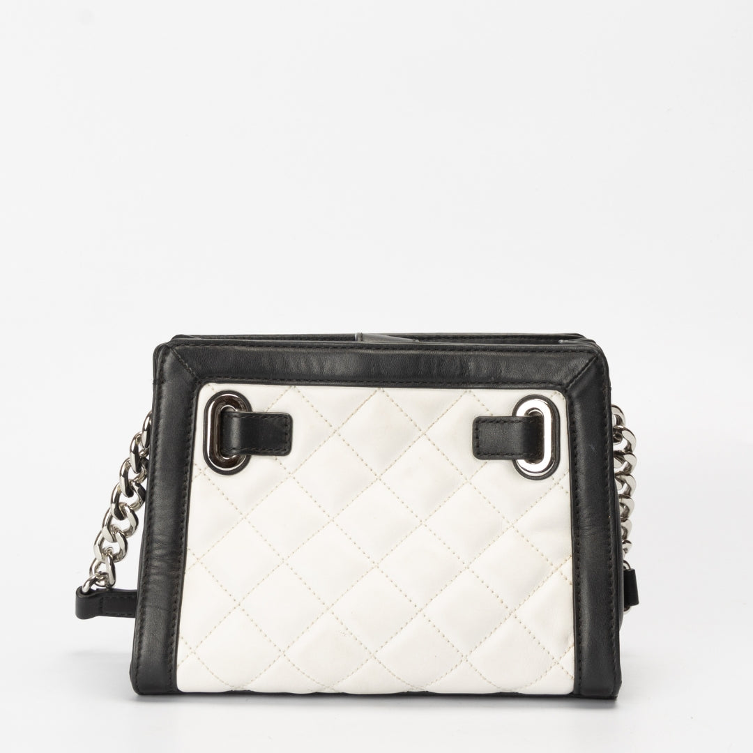 Michael Kors White/Black Quilted Leather Hamilton Crossbody Bag