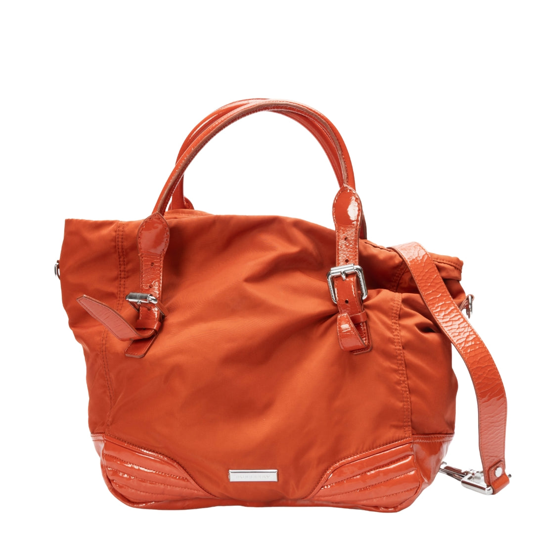 Burberry Red Nylon Buckle Handle Shoulder Bag