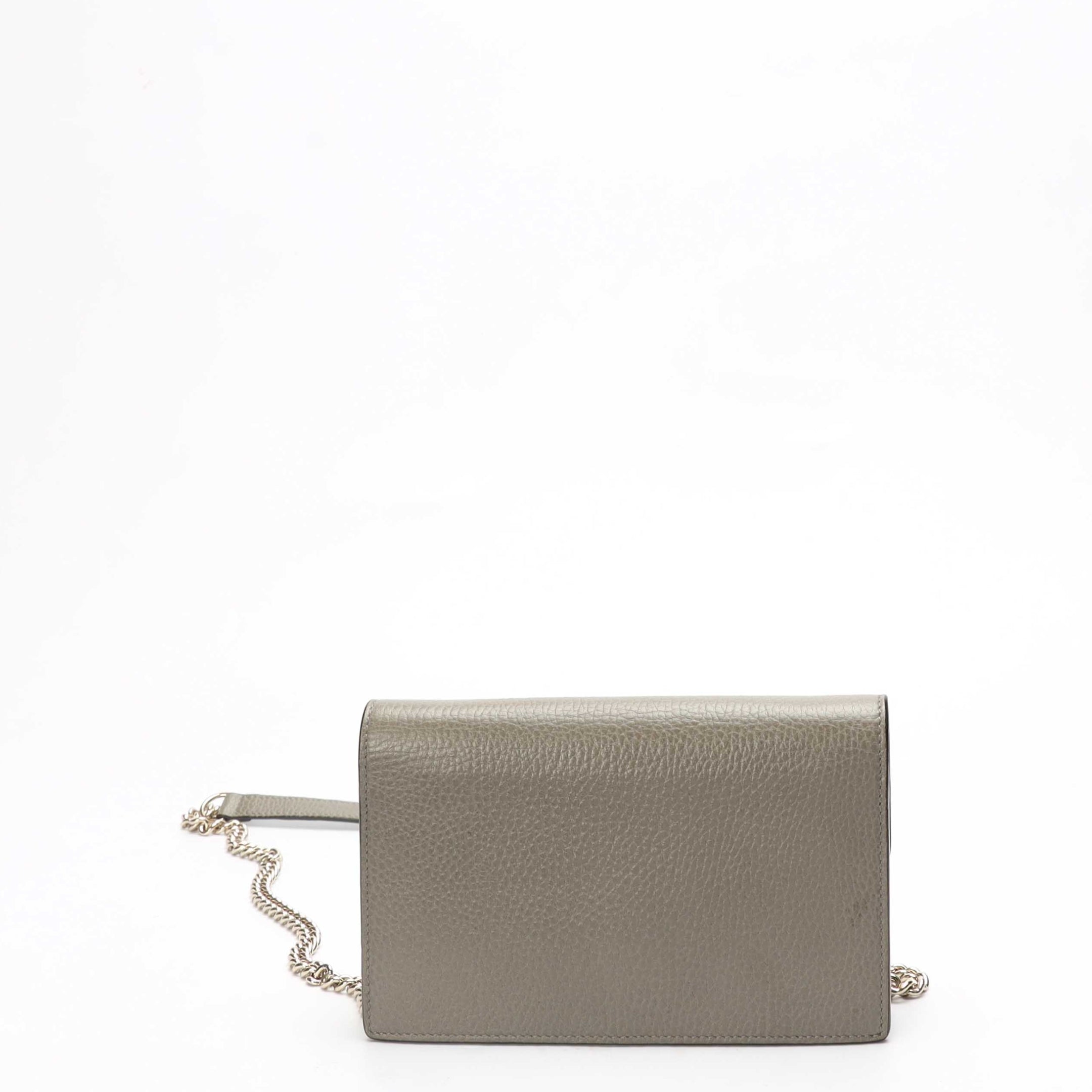 Gucci Grey GG Flap Chain Wallet Crossbody Bag