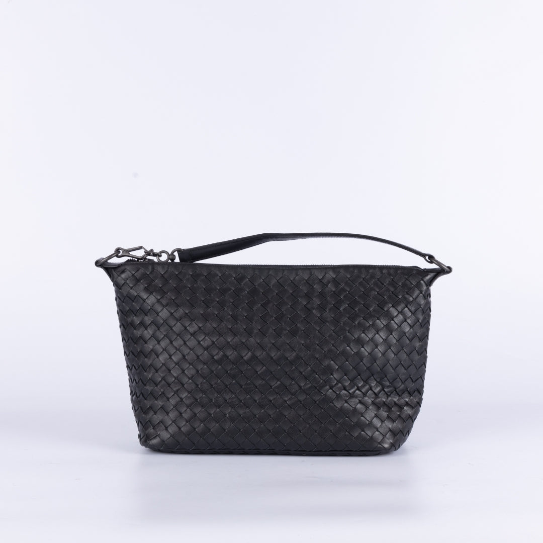 Bottega Veneta Black Intrecciato Nappa Leather Shoulder Bag