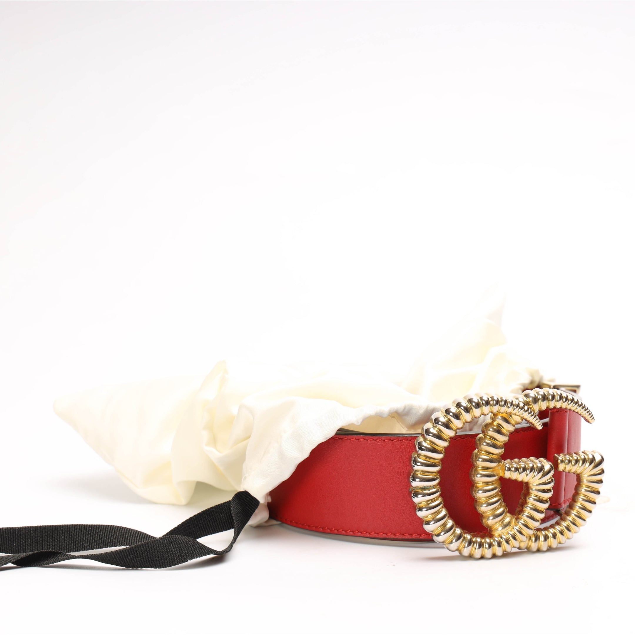 Gucci GG Buckle Red Leather Belt