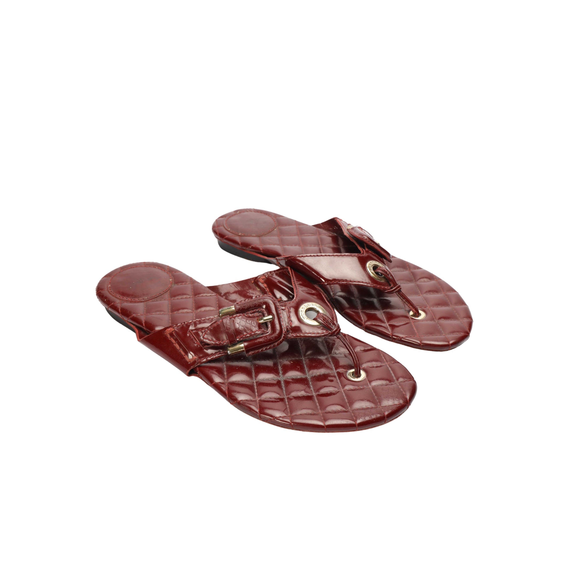Burberry Quilted T-Strap Sandals