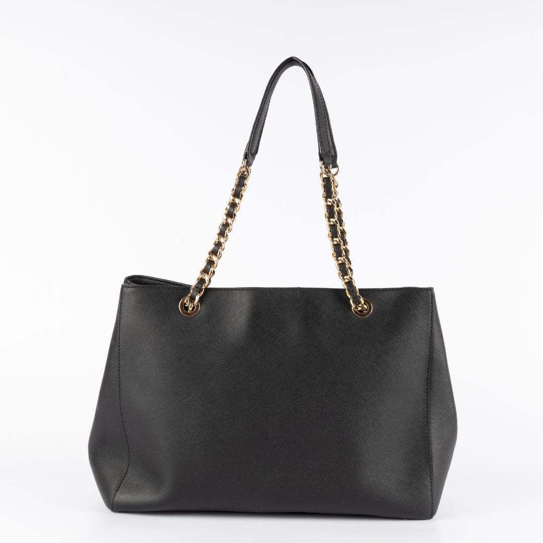 Michael Kors Saffiano Leather Susannah Black Shoulder Bag