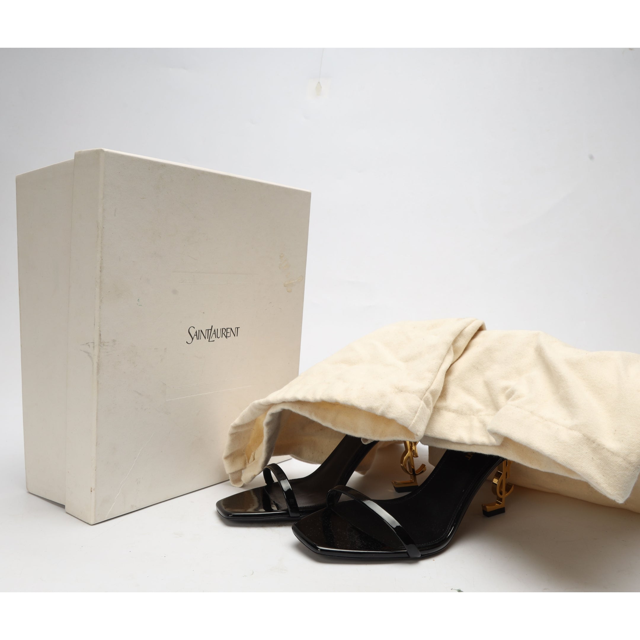 Saint Laurent Opyum Black Logo Sandals