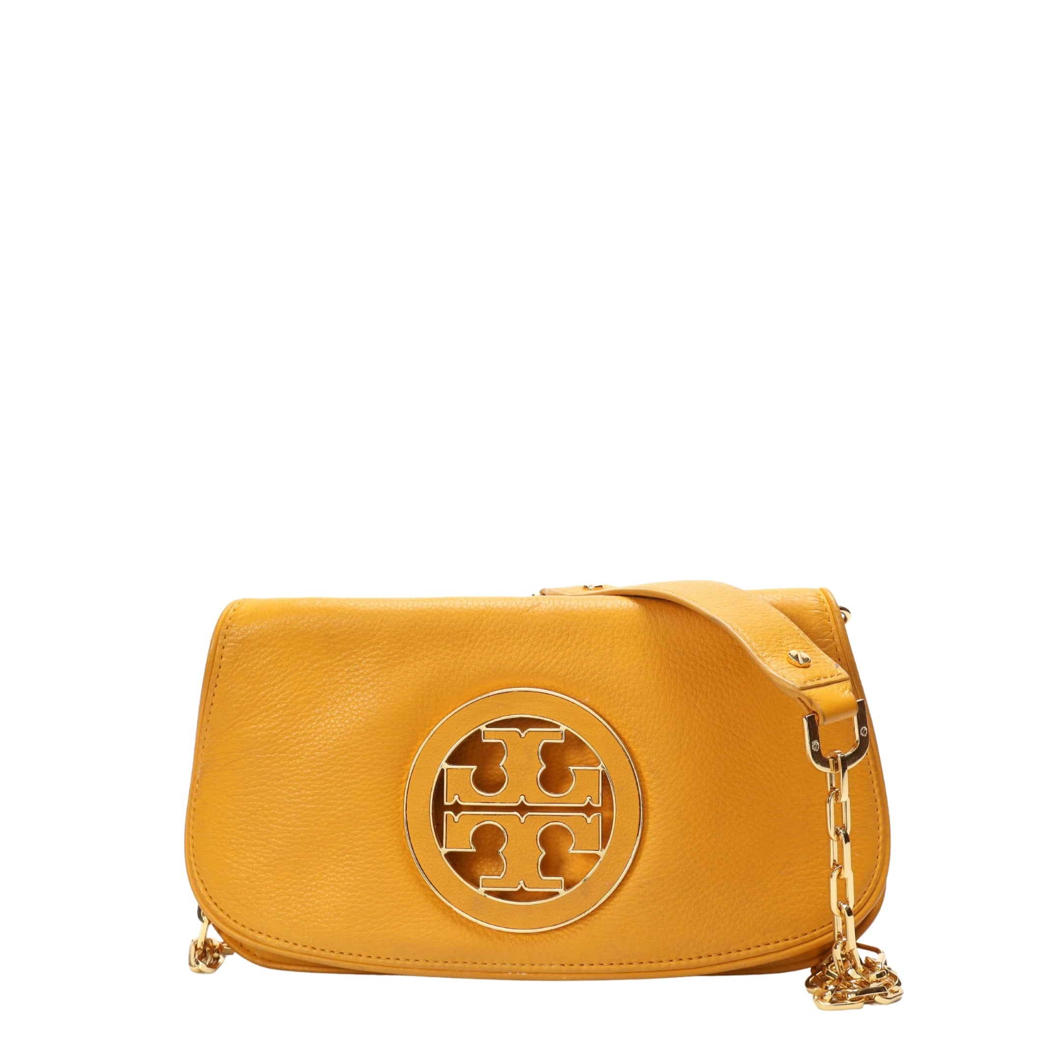Tory Burch Reva Mustard Chain Clutch