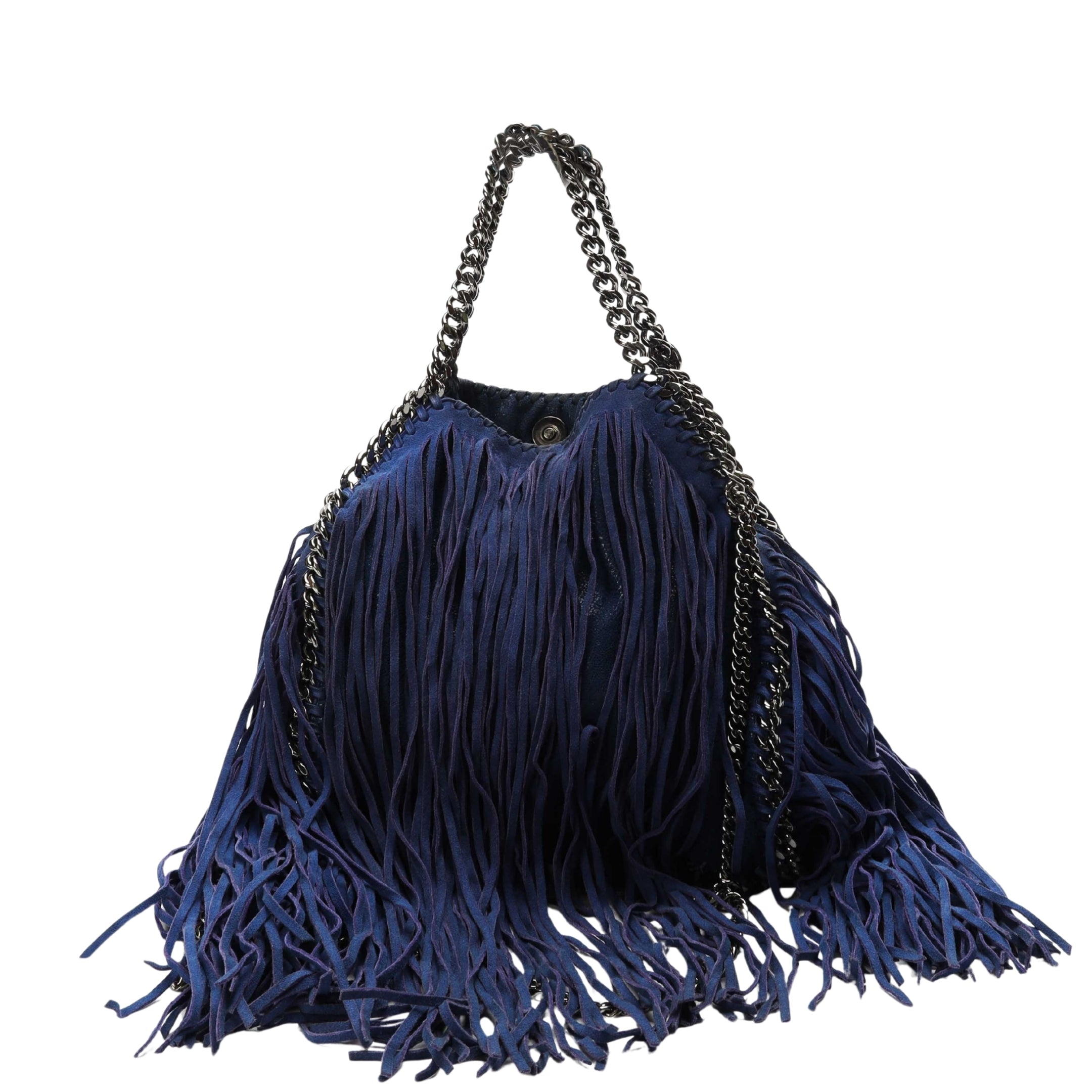 Stella McCartney Navy Suede Falabella Fringe Bag