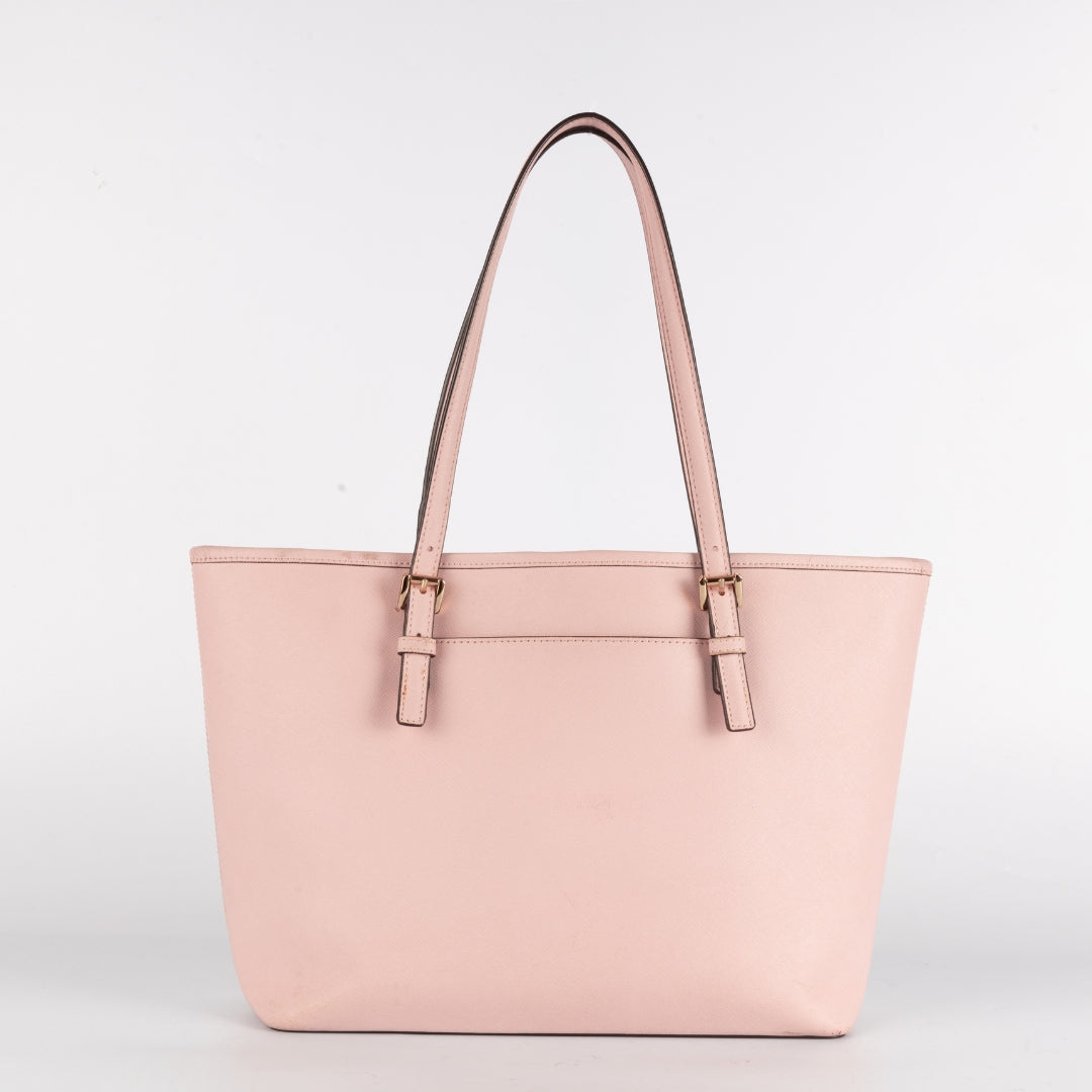 Michael Kors Pink Leather Jet Set Tote Bag