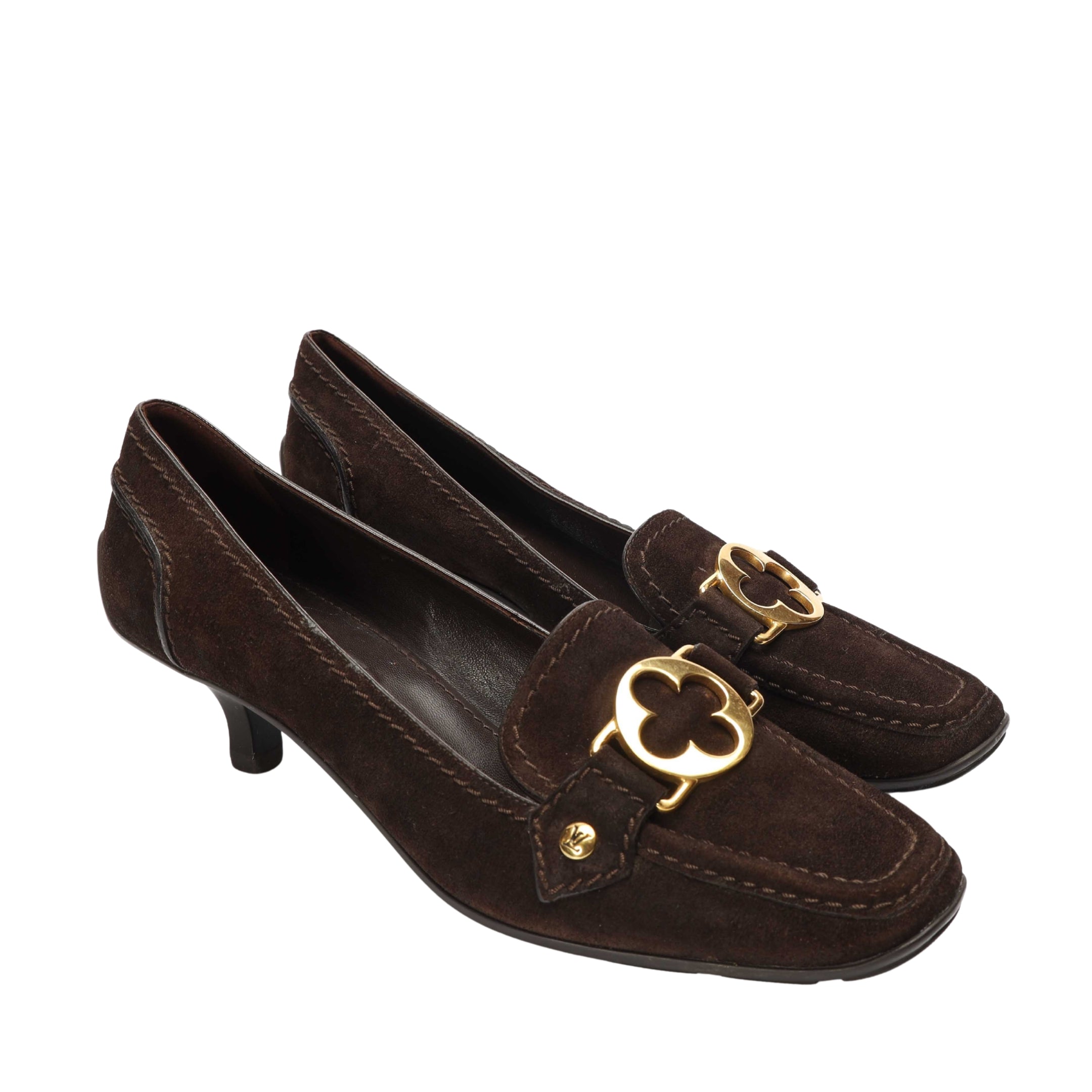 Louis Vuitton Suede Heeled Loafers
