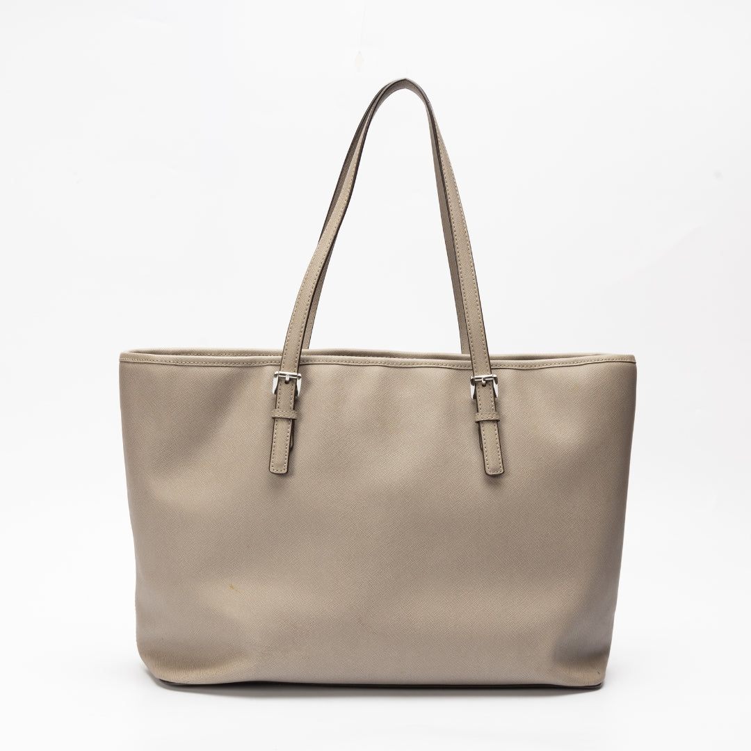 Michael Kors Grey Leather Jet Set Travel Tote