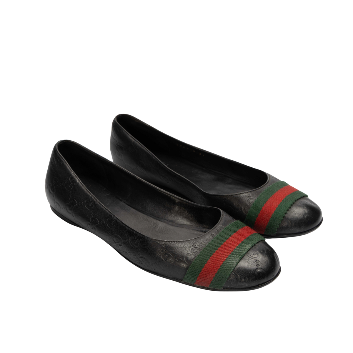 Gucci Black Guccissima Web Ballet Flats