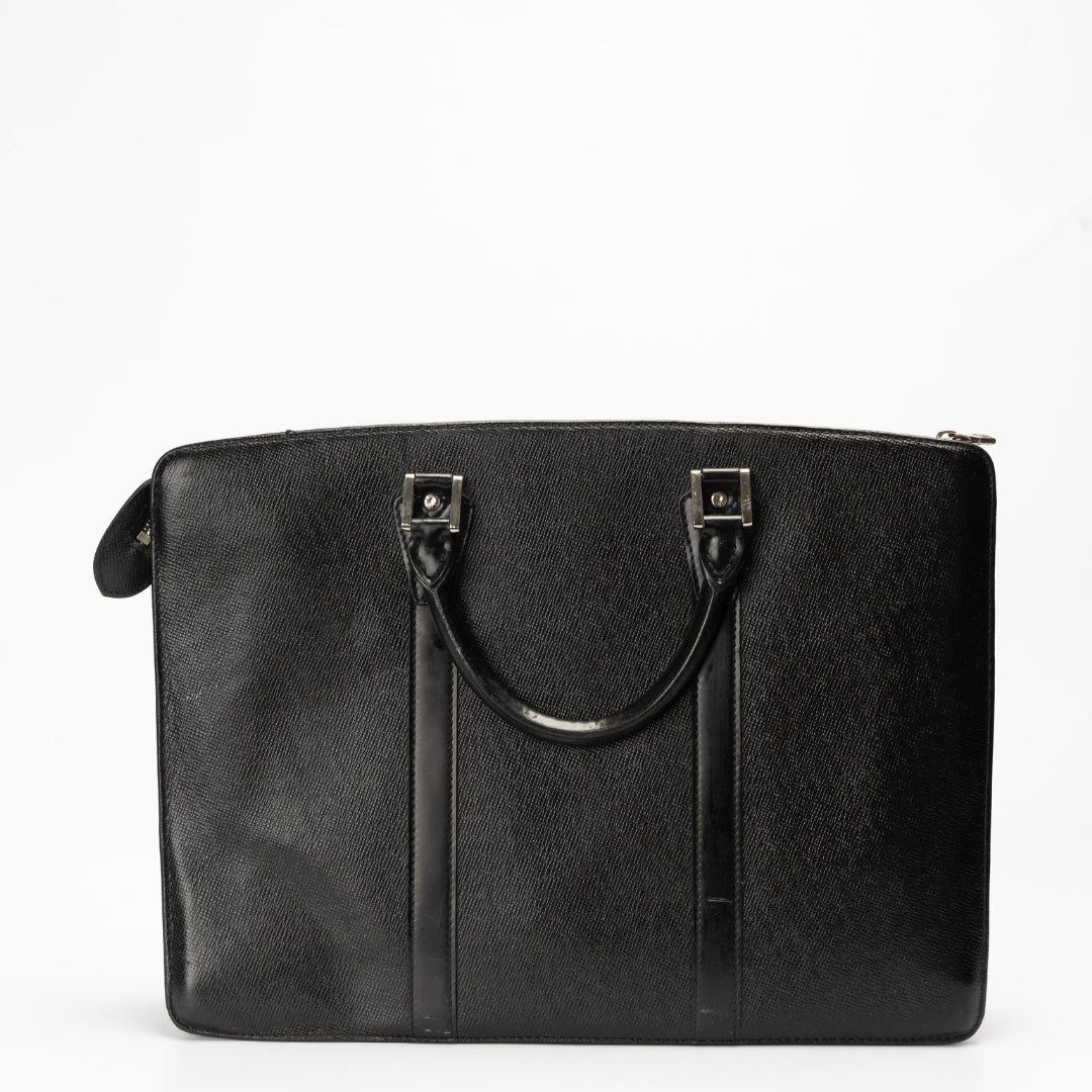 Louis Vuitton Black Taiga Leather Lozan Briefcase