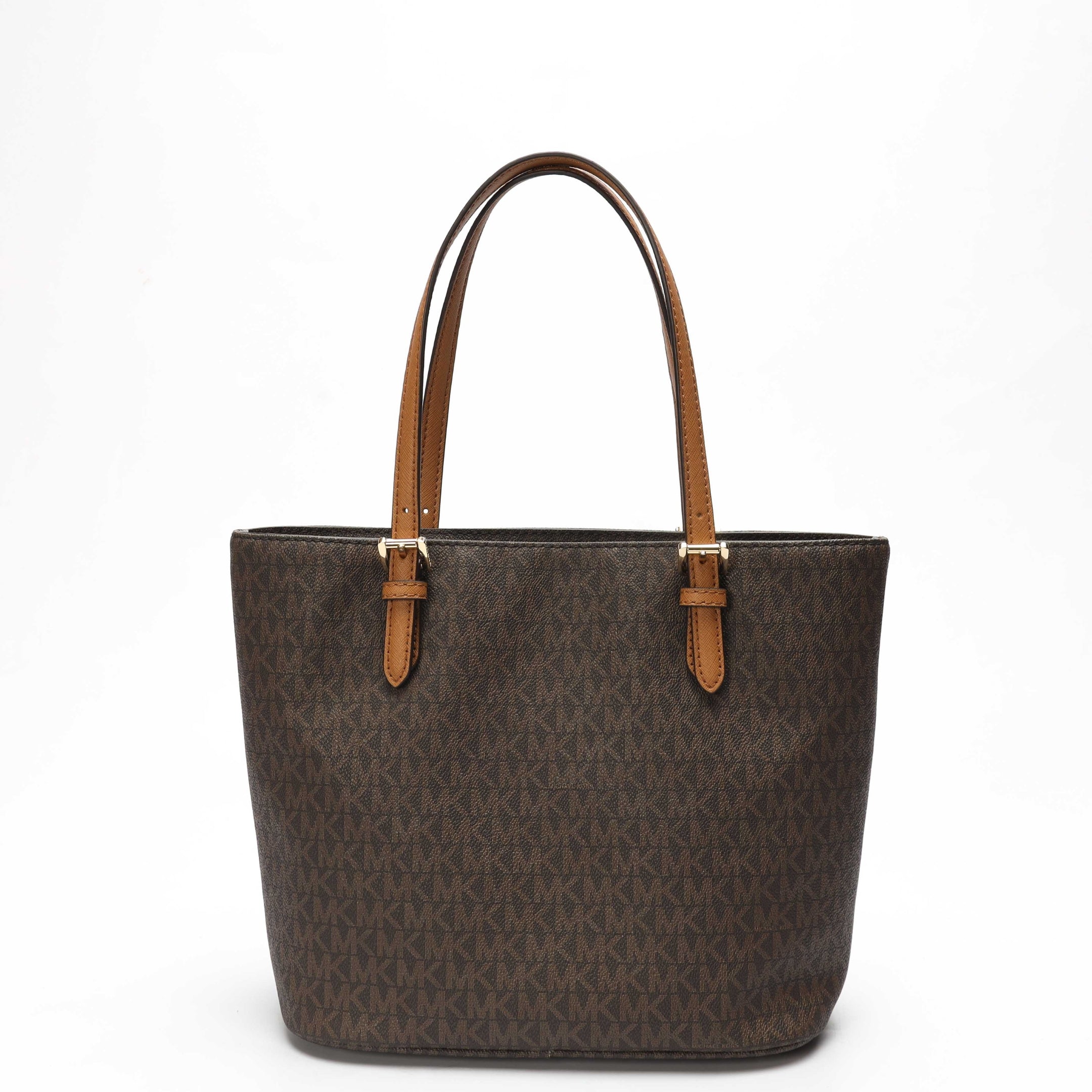 Michael Kors Jet Set Brown Large Logo Pocket Tote