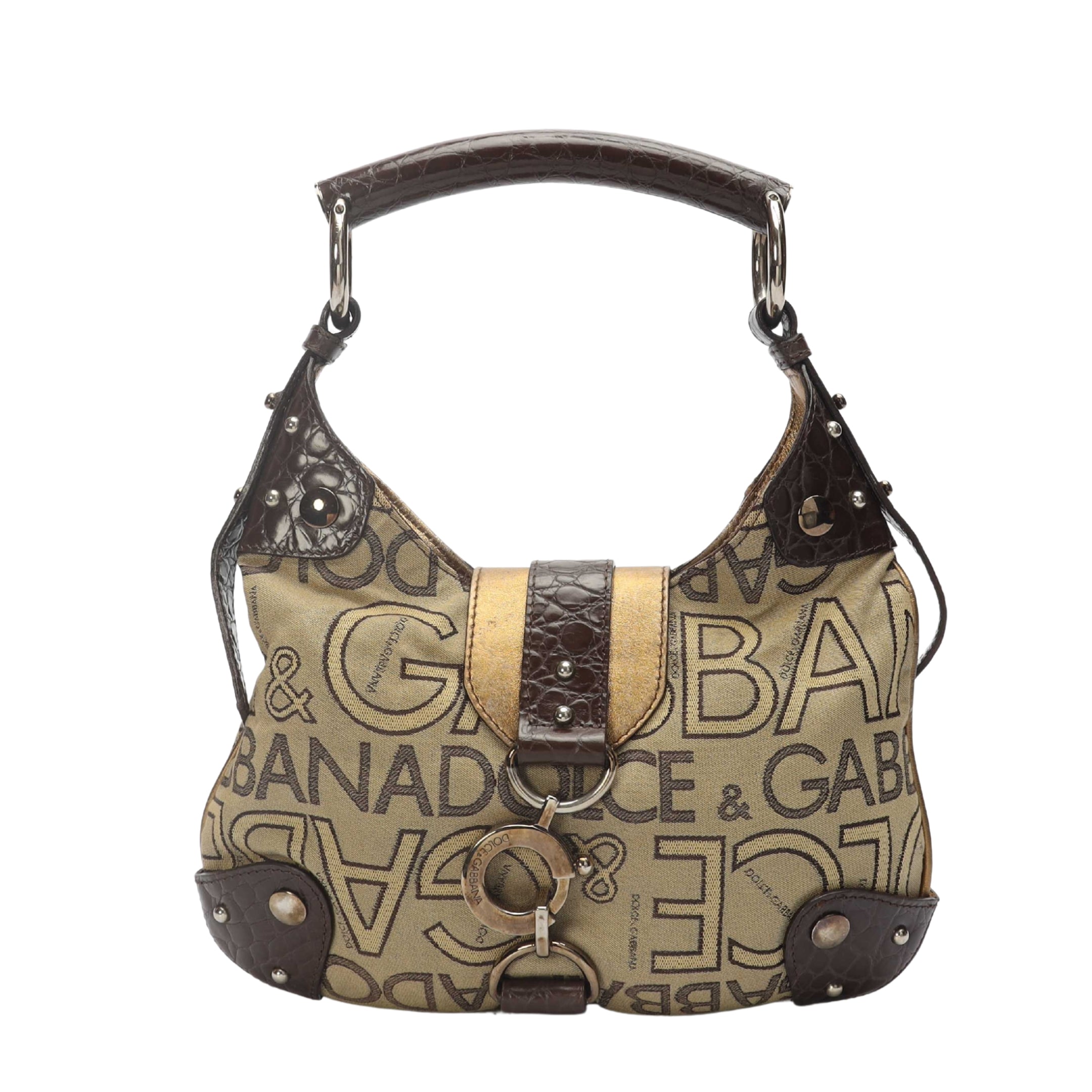 Dolce & Gabbana Logo Brown Hobo Bag