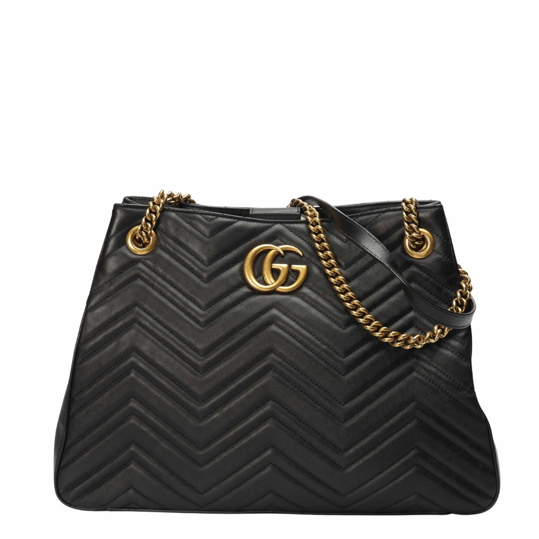 Gucci Black Matelasse GG Marmont Tote