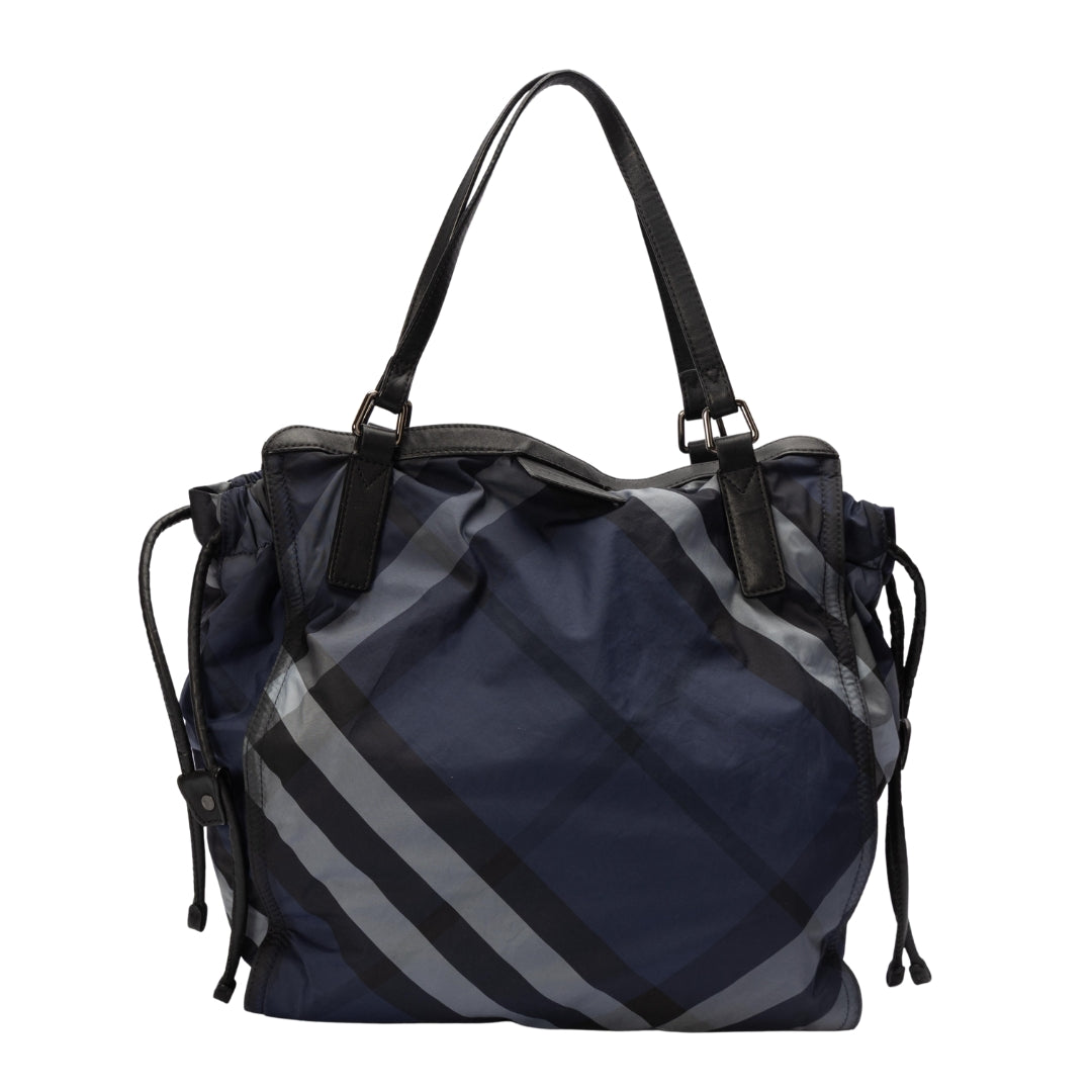 Burberry Blue Mega Check Nylon & Leather Buckleigh Tote