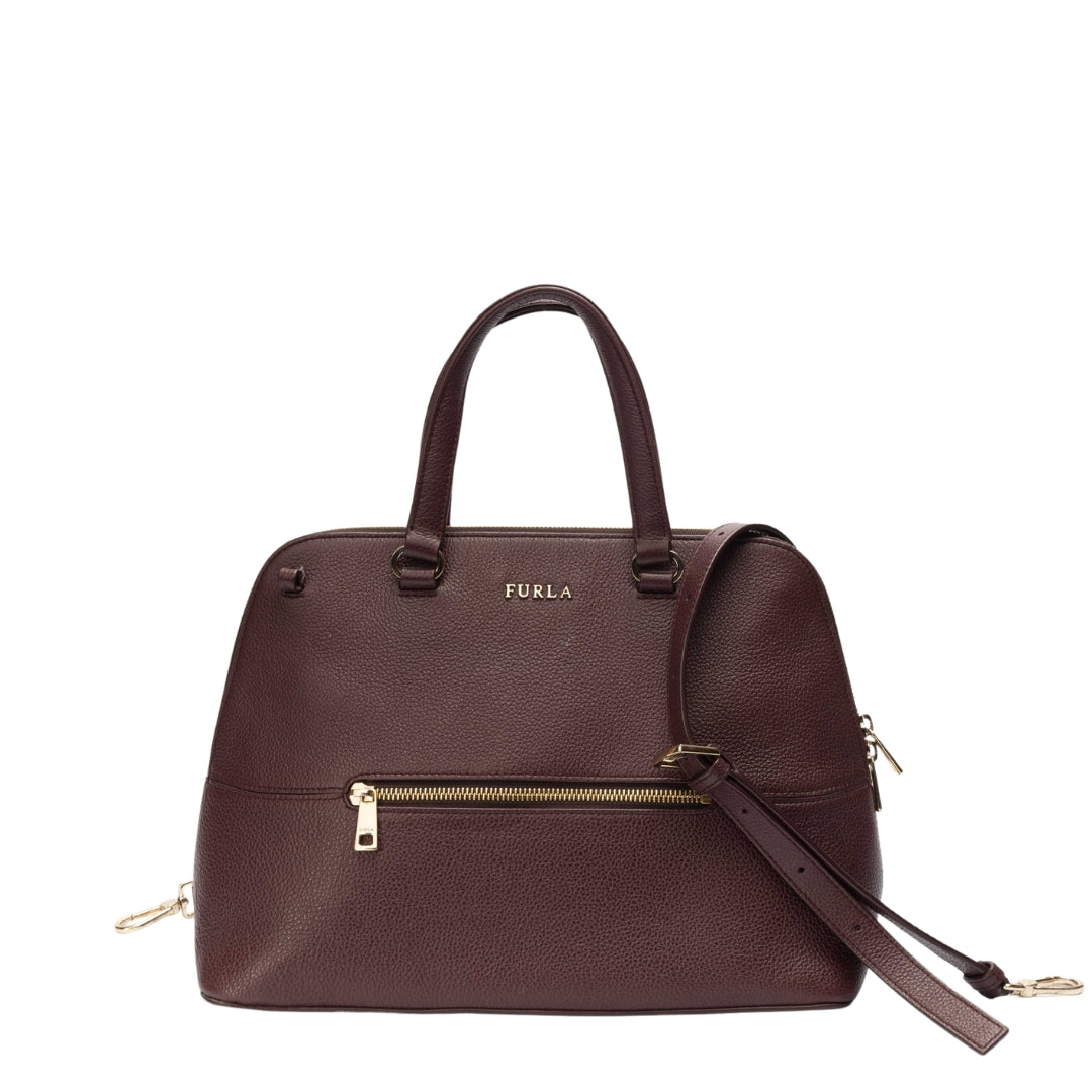Furla Brown Alex Dome Convertible Satchel