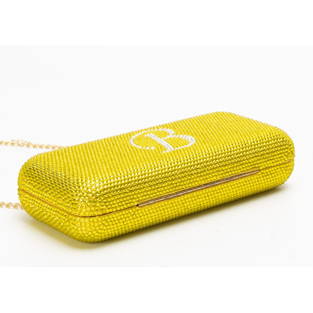 Swarovski Yellow B Crystal Clutch on Chain