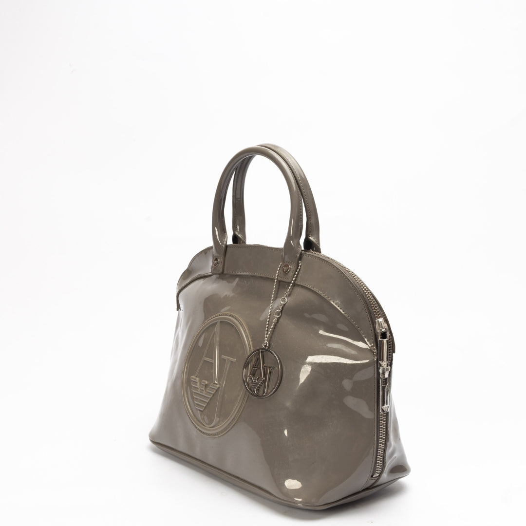 Armani Jeans Patent Bowler Satchel