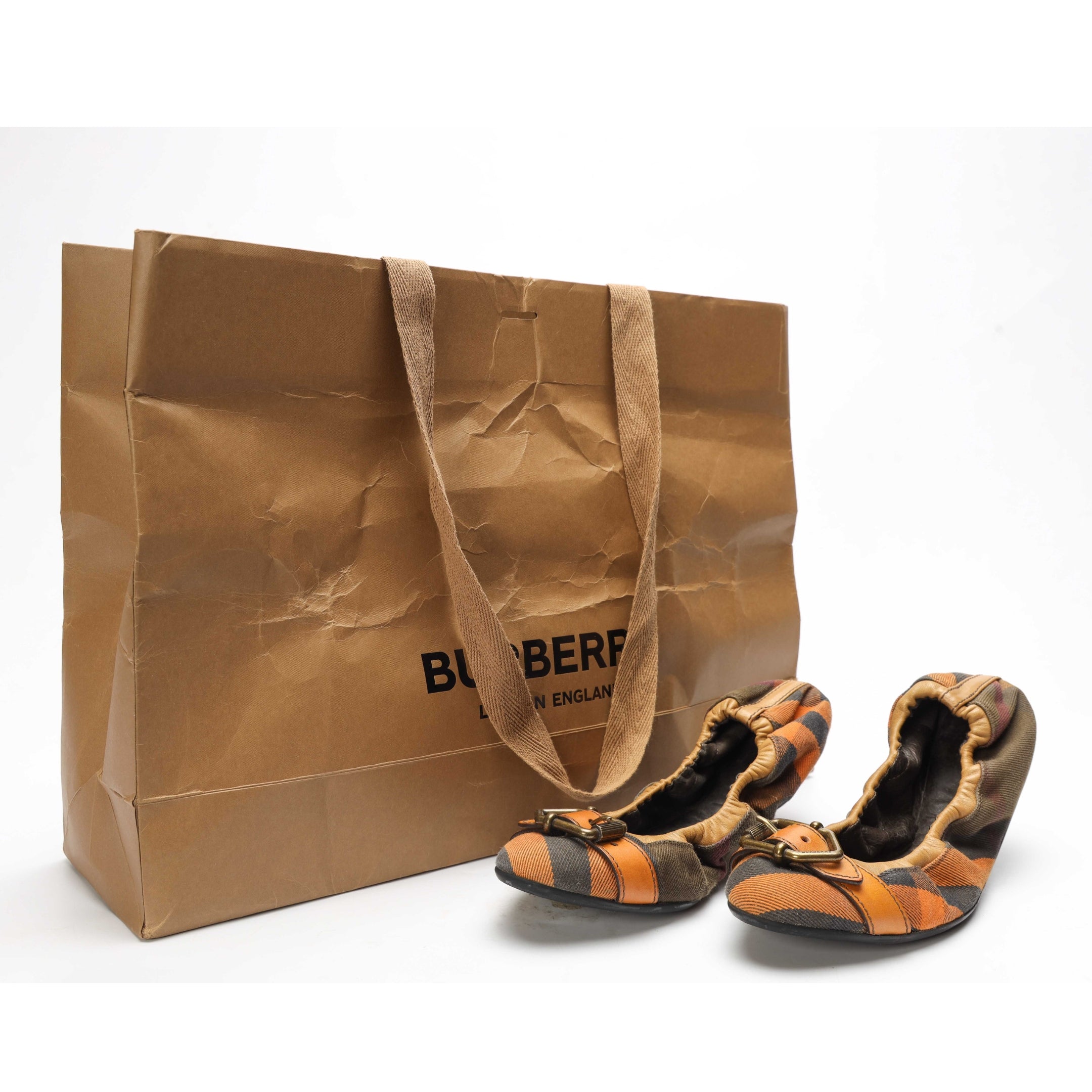 Burberry House Check Falcony Scrunch Ballet Flats