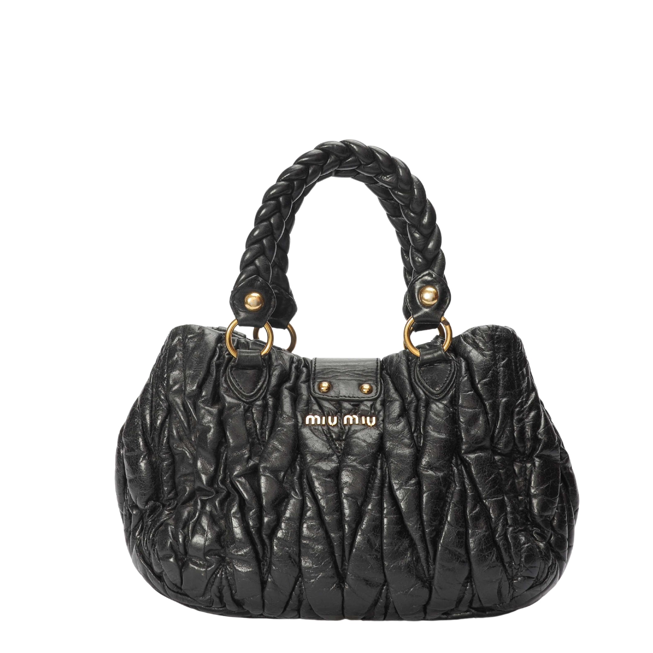 Miu Miu Black Matelasse Lux Bauletto Aperto Satchel