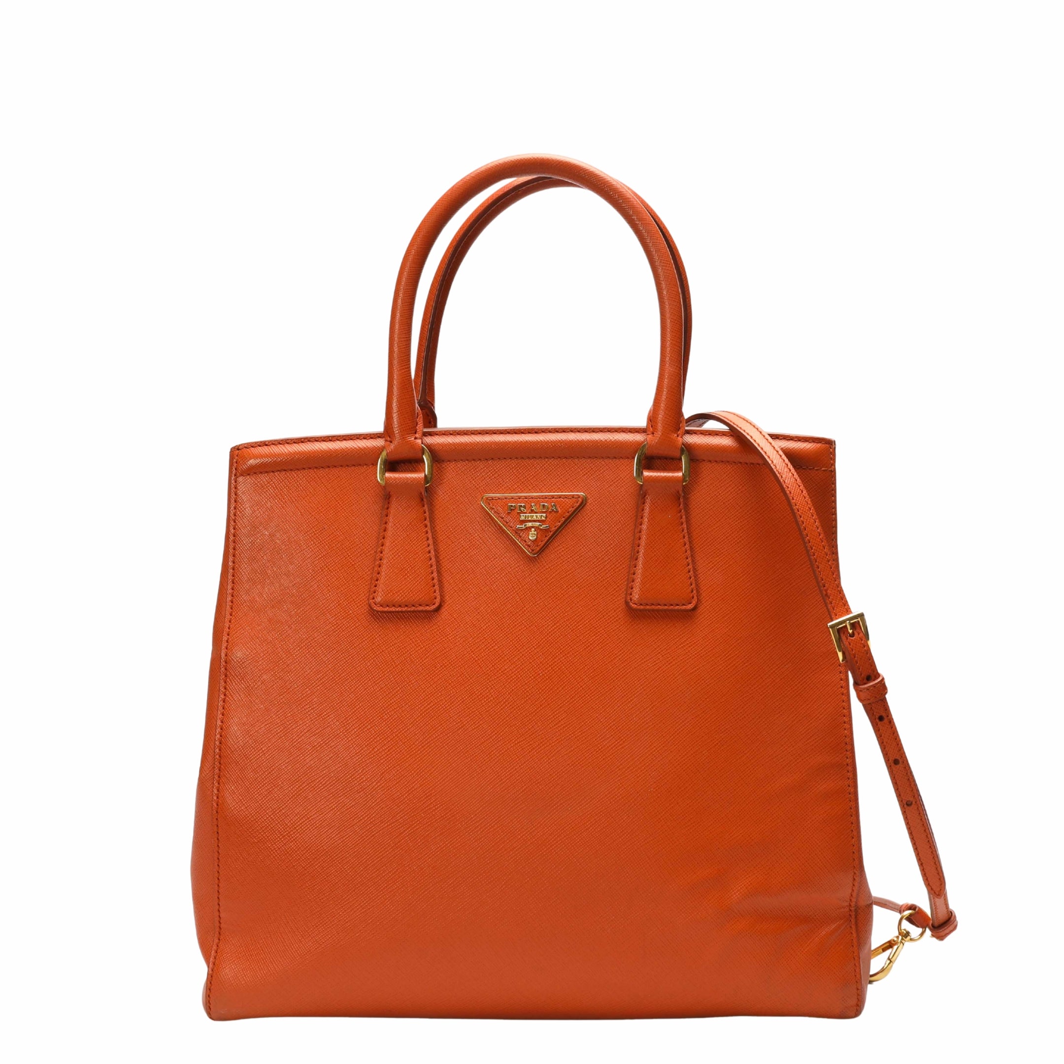 Prada Orange Parabole Convertible Tote