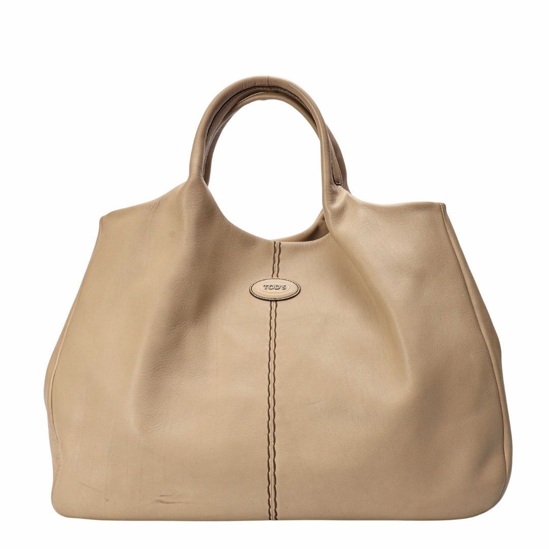 Tods Beige Large Shopping Tote