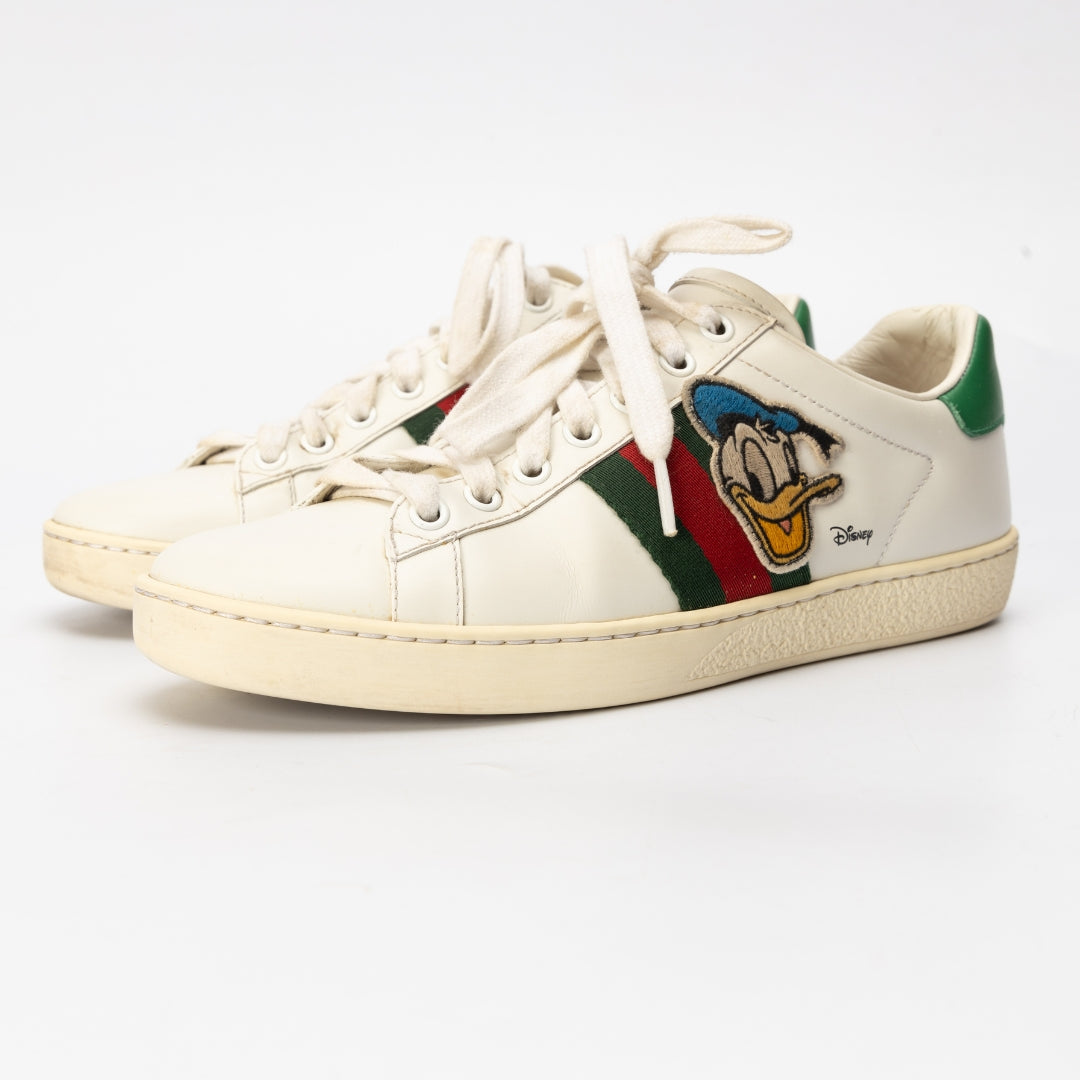 Gucci x Disney White Leather Donald Duck Ace Sneakers