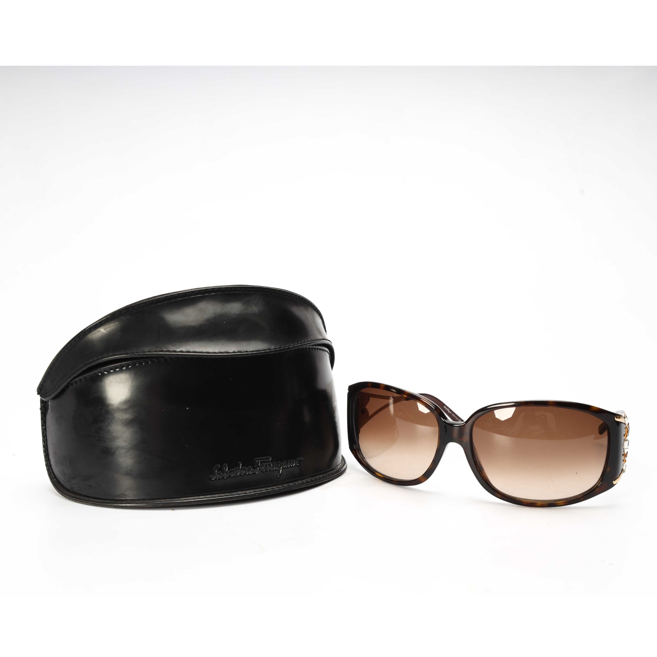 Salvatore Ferragamo Brown Studded Sunglasses