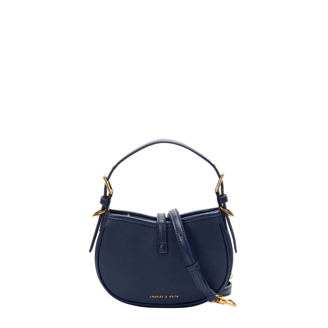 Charles & Keith Navy Thessaly Metallic Accent Bag