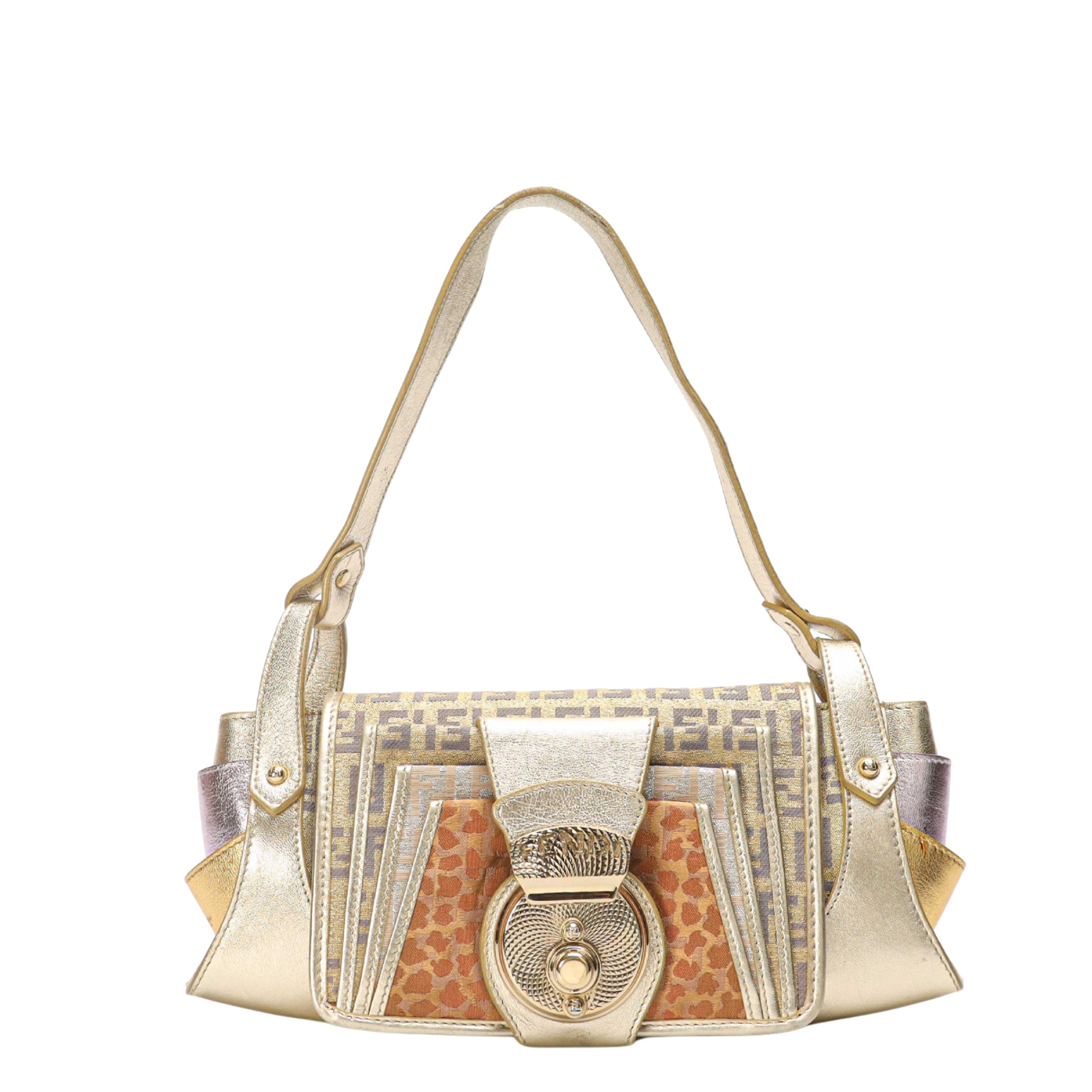 Fendi Zucchino Canvas Compilation Shoulder Bag