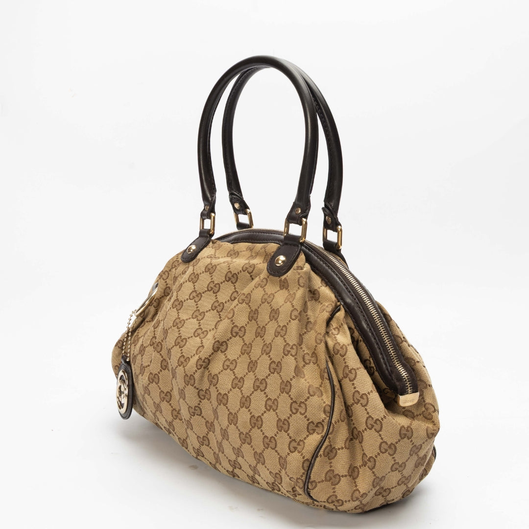 Gucci Beige GG Canvas Sukey Boston Bag