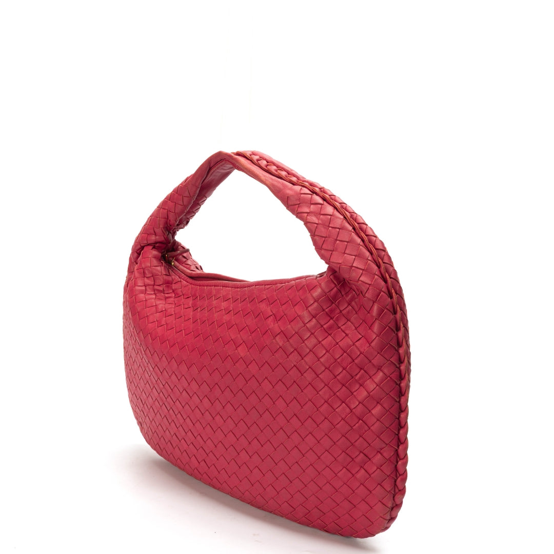 Bottega Veneta Red Intrecciato Leather Hobo Bag