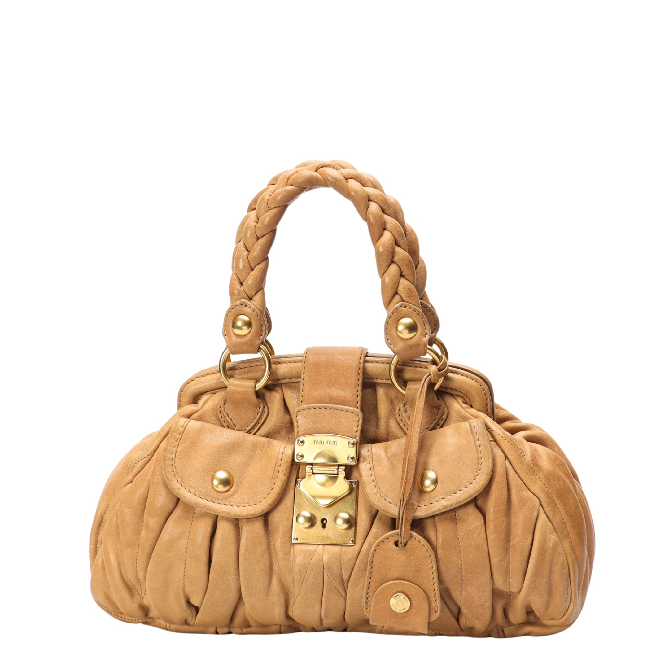 Miu Miu Beige Matelasse Coffer Satchel
