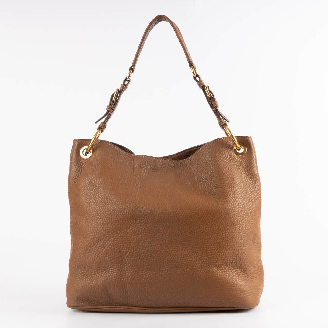 Prada Brown Diano Leather Hobo Bag