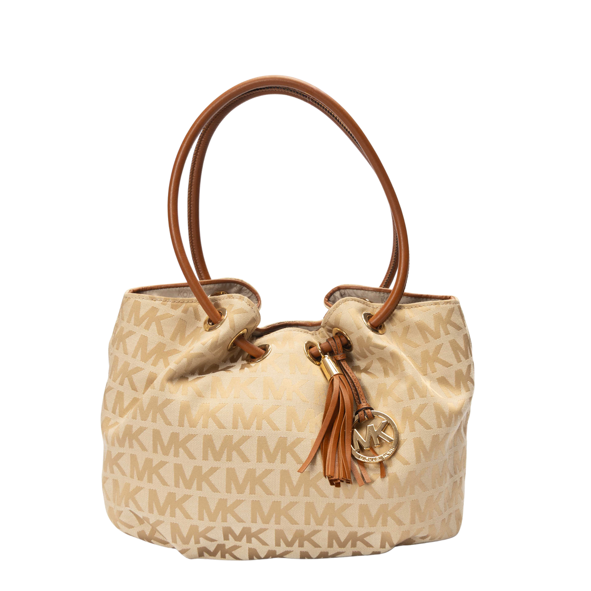 Michael Kors Ring Beige Signature Logo Shoulder Bag