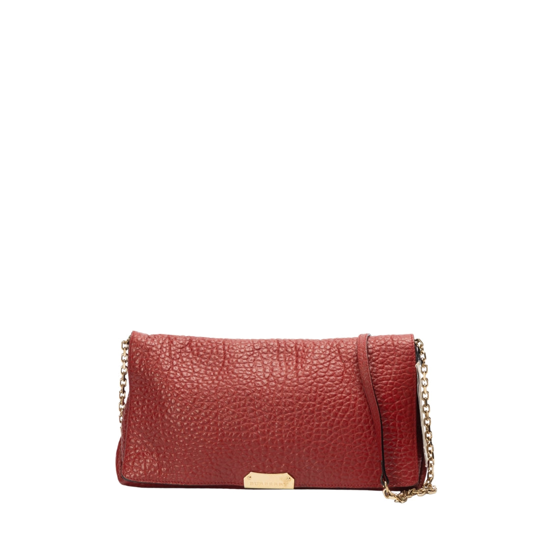 Burberry Red Grained Leather Mildenhall Shoulder Bag