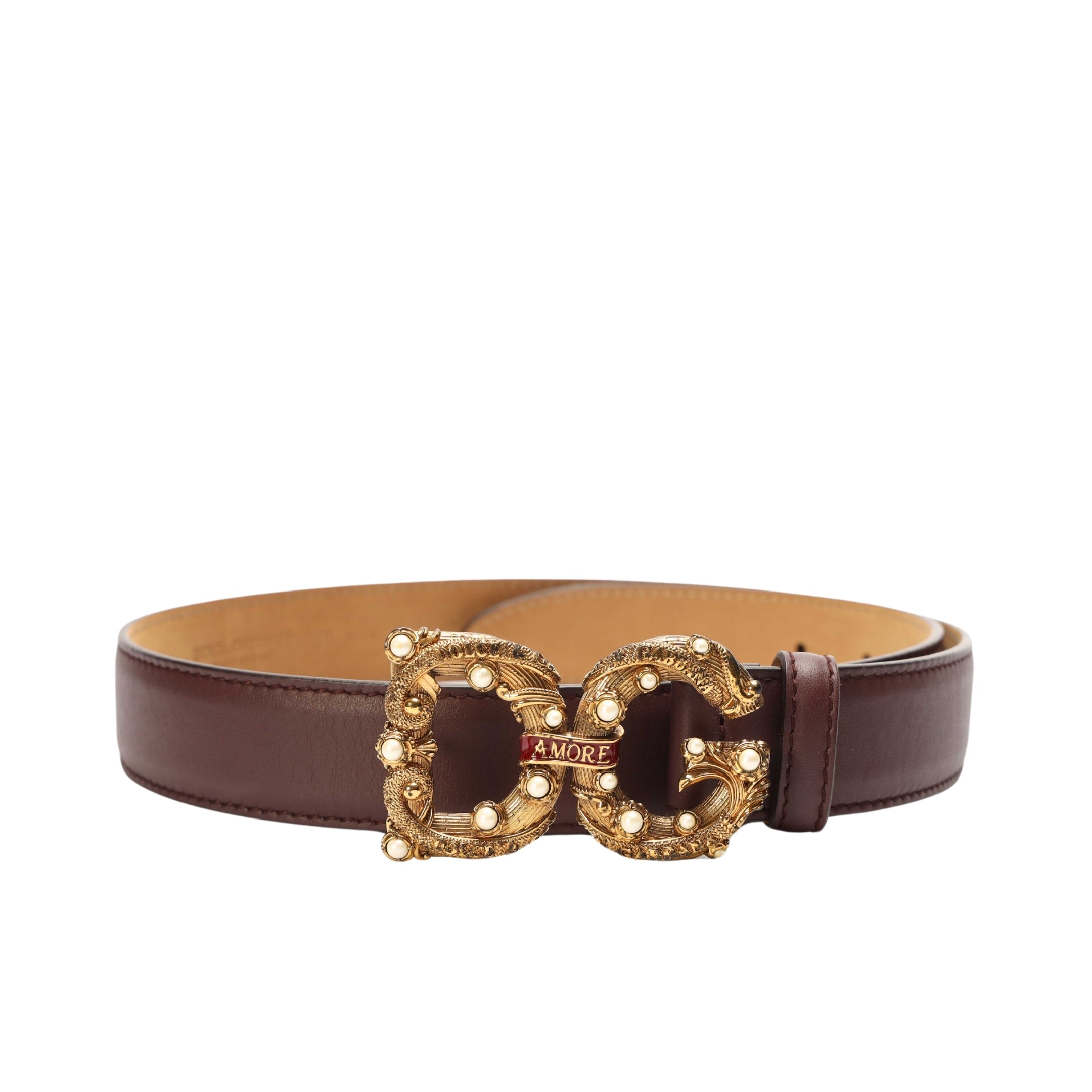 Dolce & Gabbana Calfskin Belt with DG Amore Logo