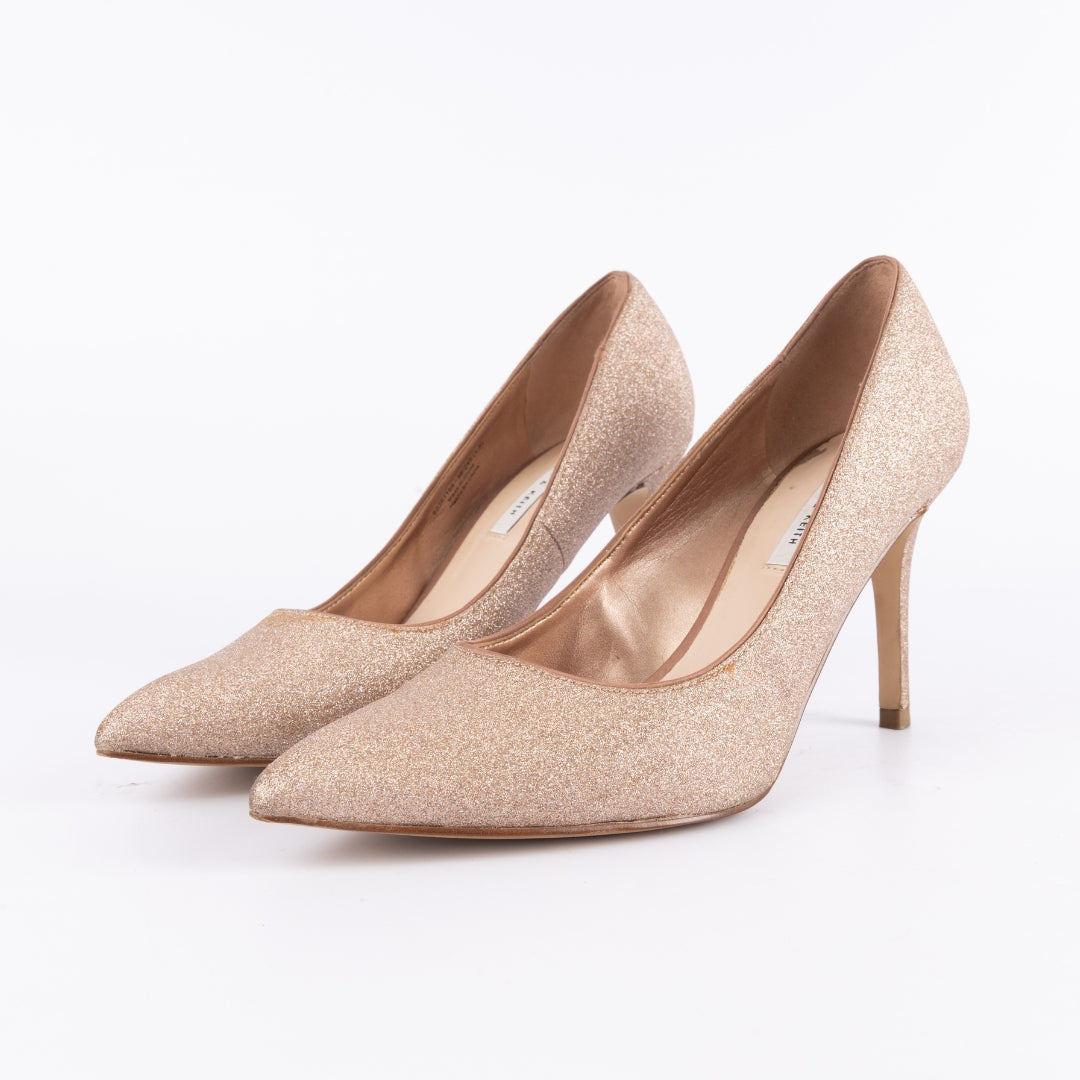 Charles & Keith Emmy Glittered Pointed-Toe Pumps