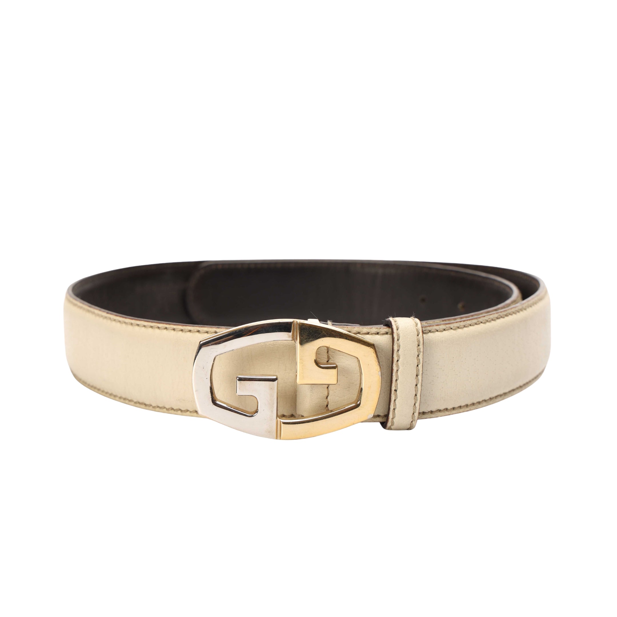 Gucci White Double G Buckle Belt