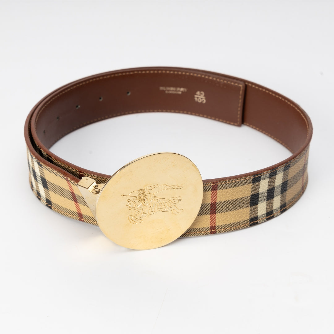 Burberry Beige Haymarket Check Coated Canvas Belt