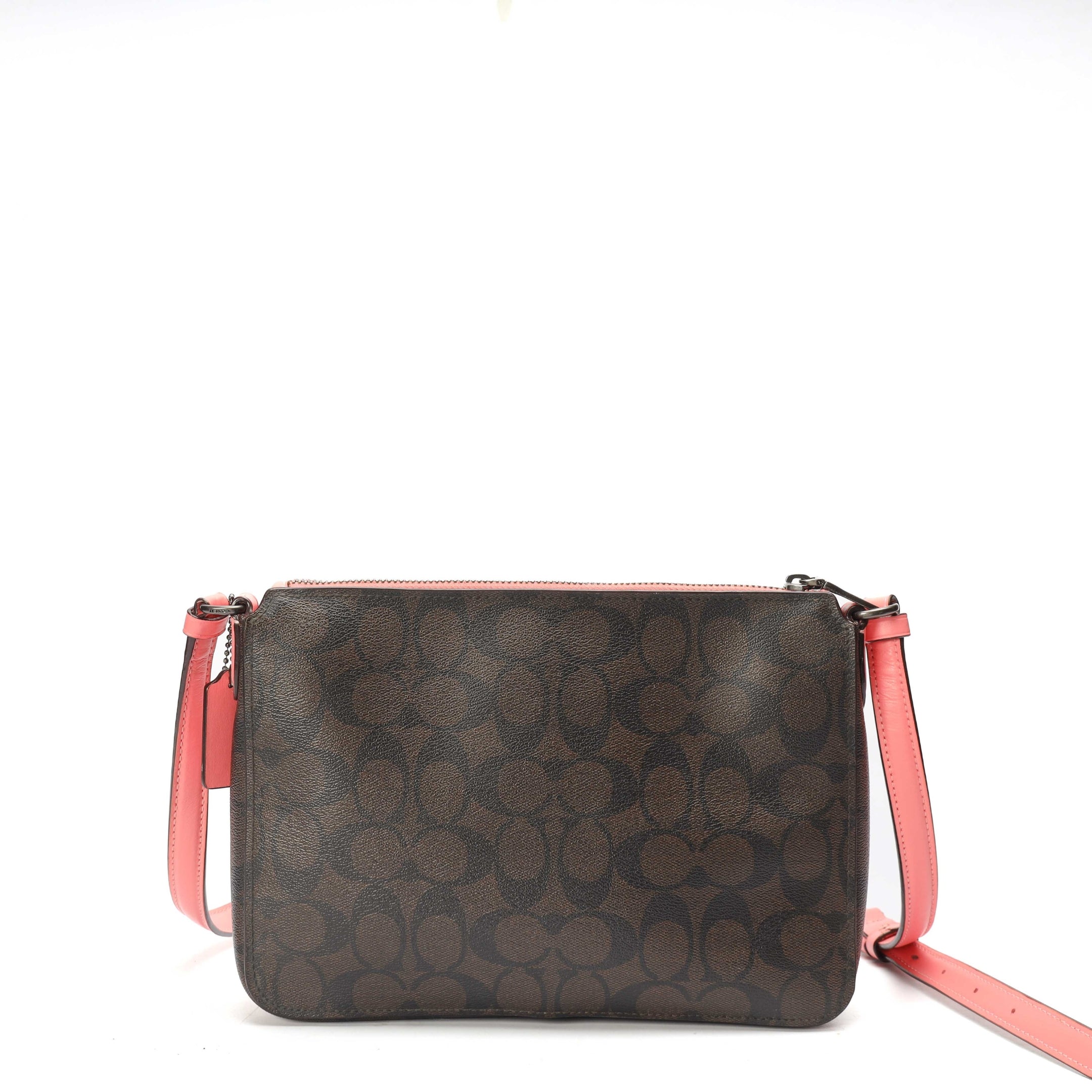 Coach Gallery Brown Pink Signature Crossbody Bag