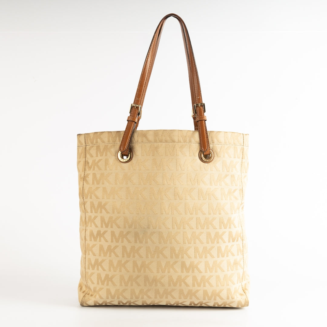 Michael Kors Beige Logo Canvas Tote