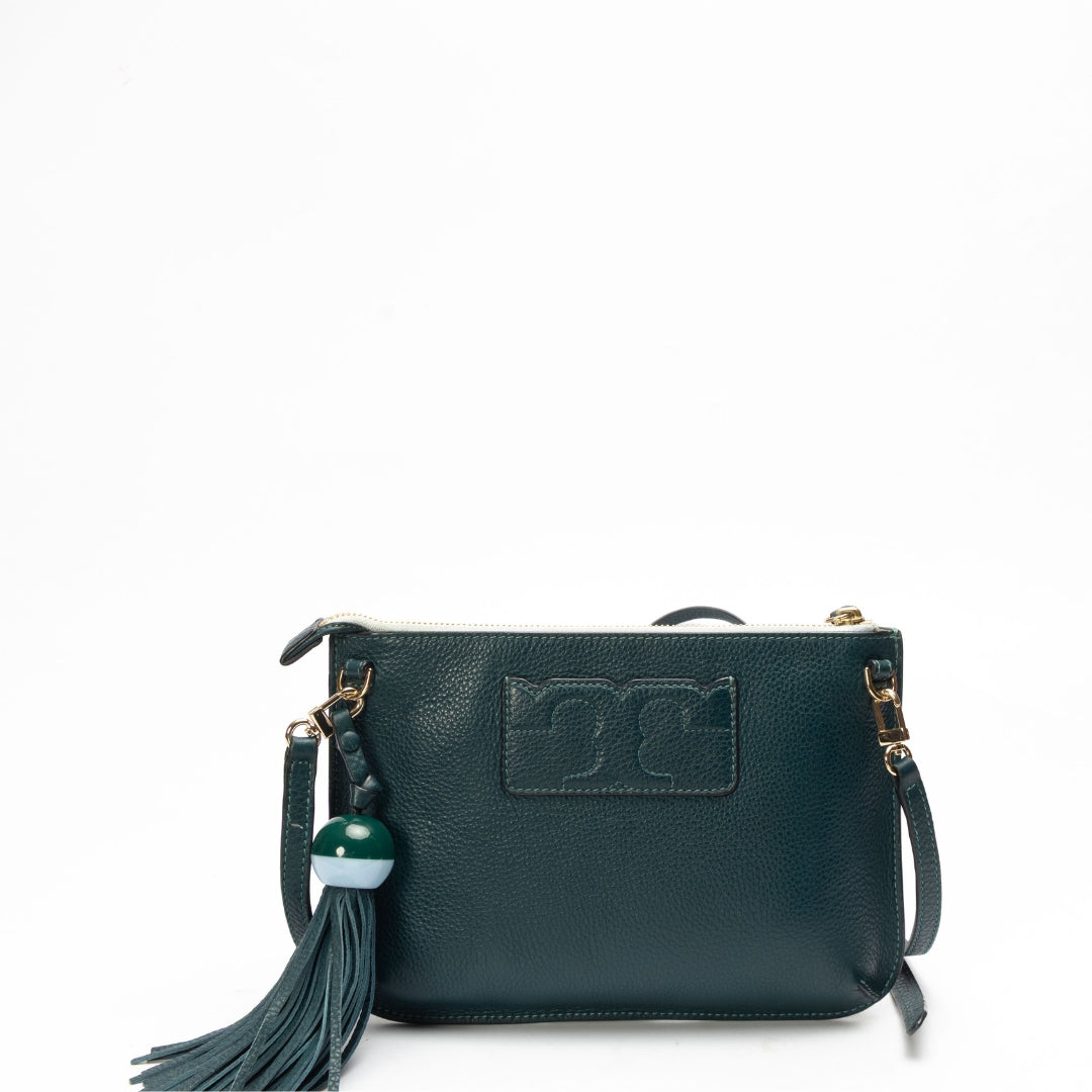 Tory Burch Green Kira Tassel Crossbody Bag