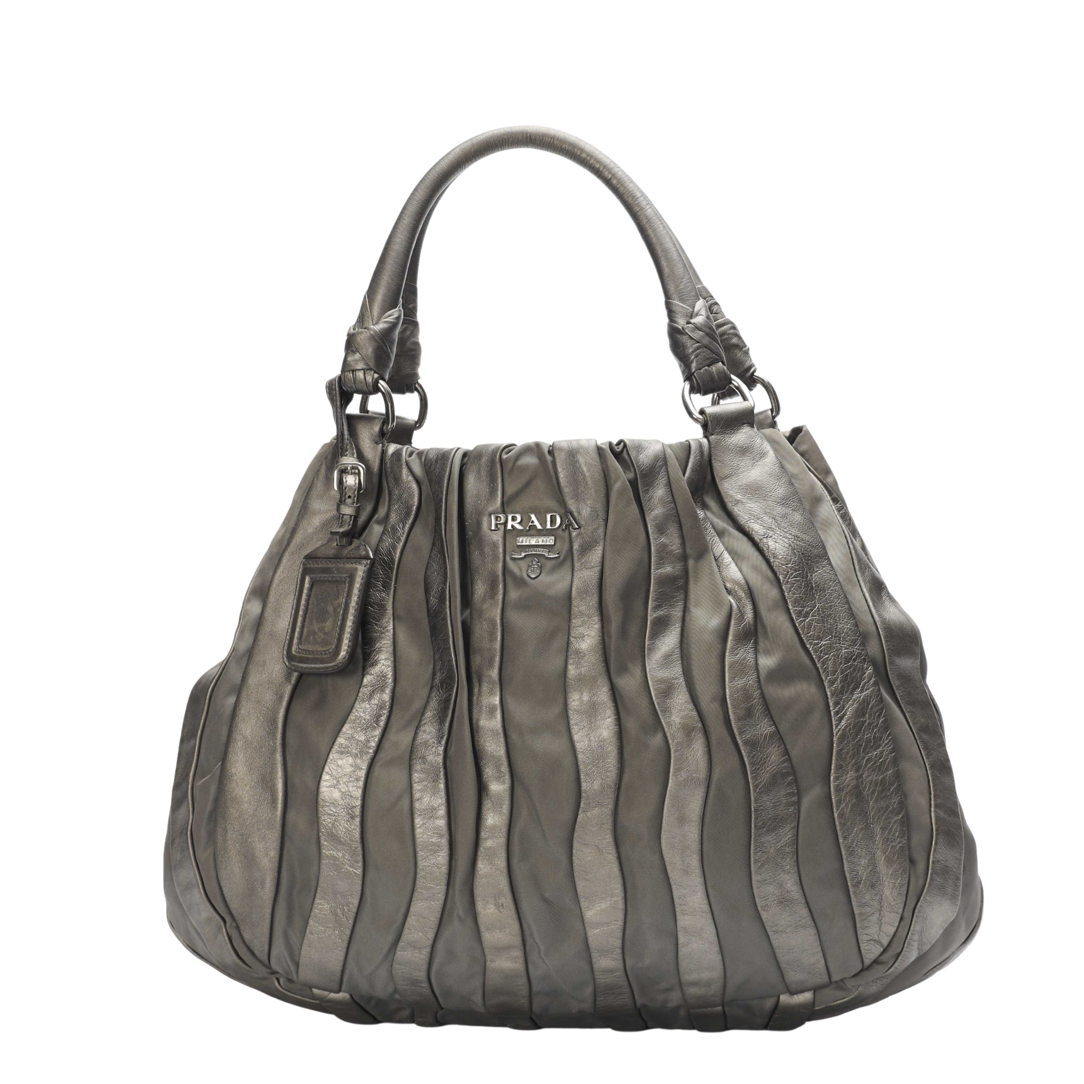 Prada Graphite Nappa Waves Hobo Bag