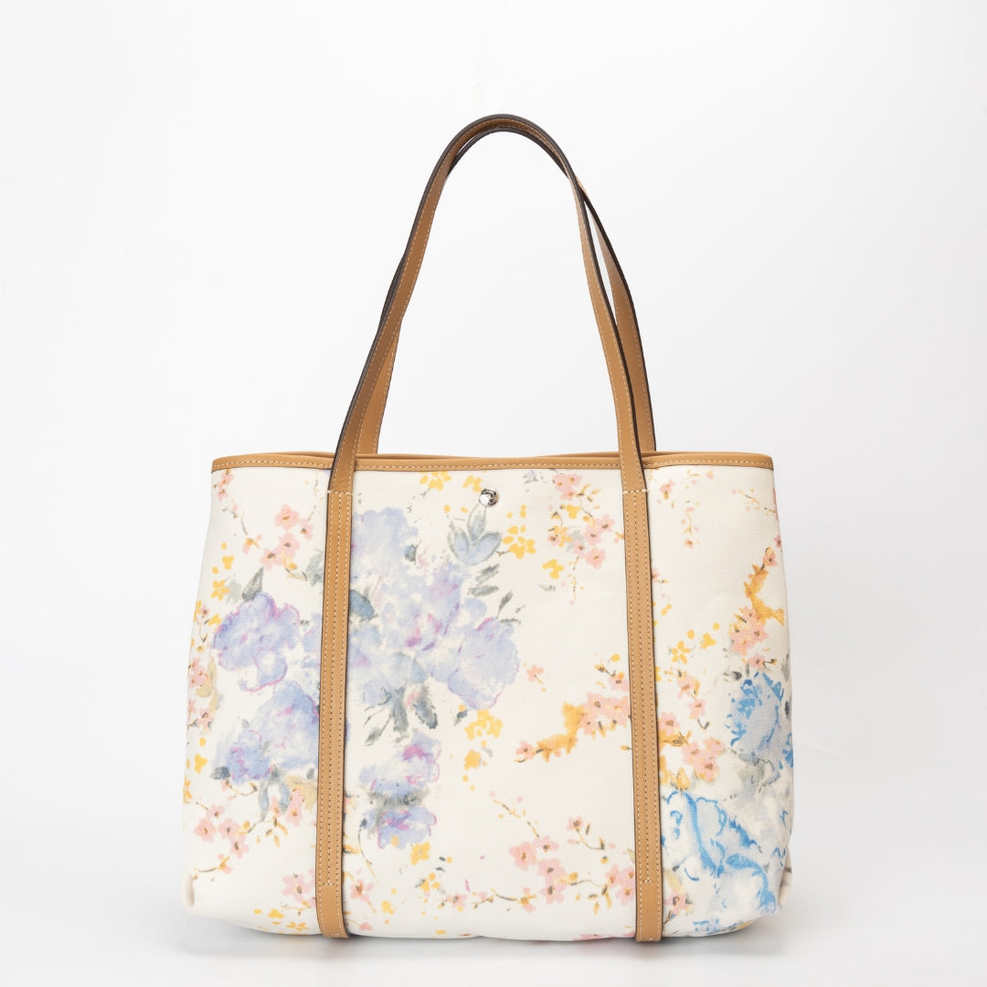 Ralph Lauren Cream Floral Canvas Large Emerie Tote