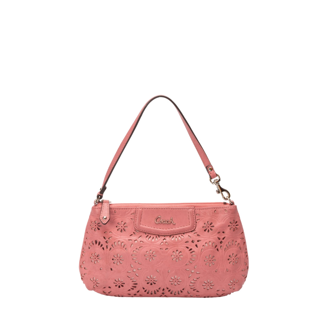Coach Pink Ashley Floral Perforated Baguette