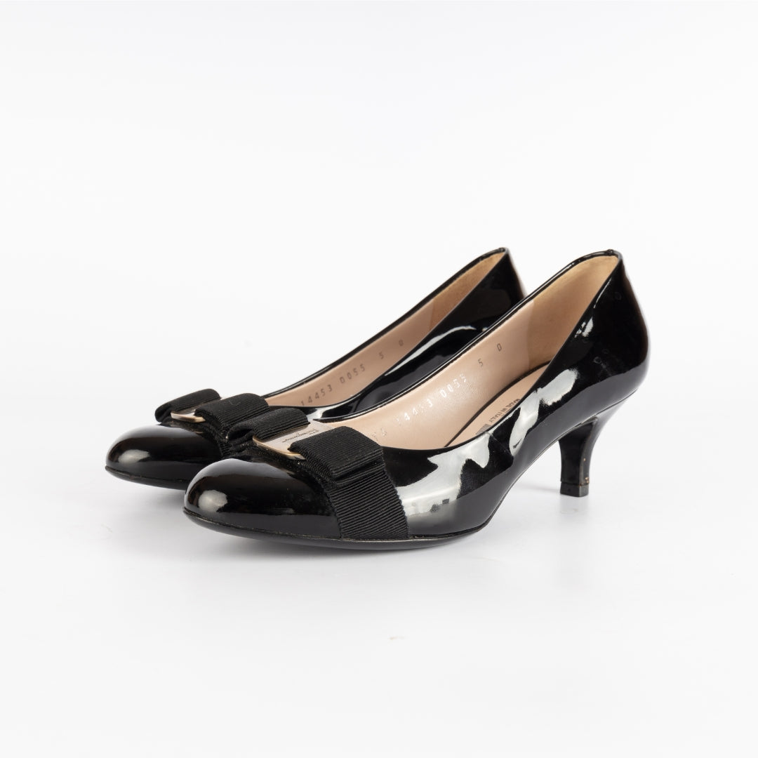 Salvatore Ferragamo Patent Leather Vara Bow Pumps