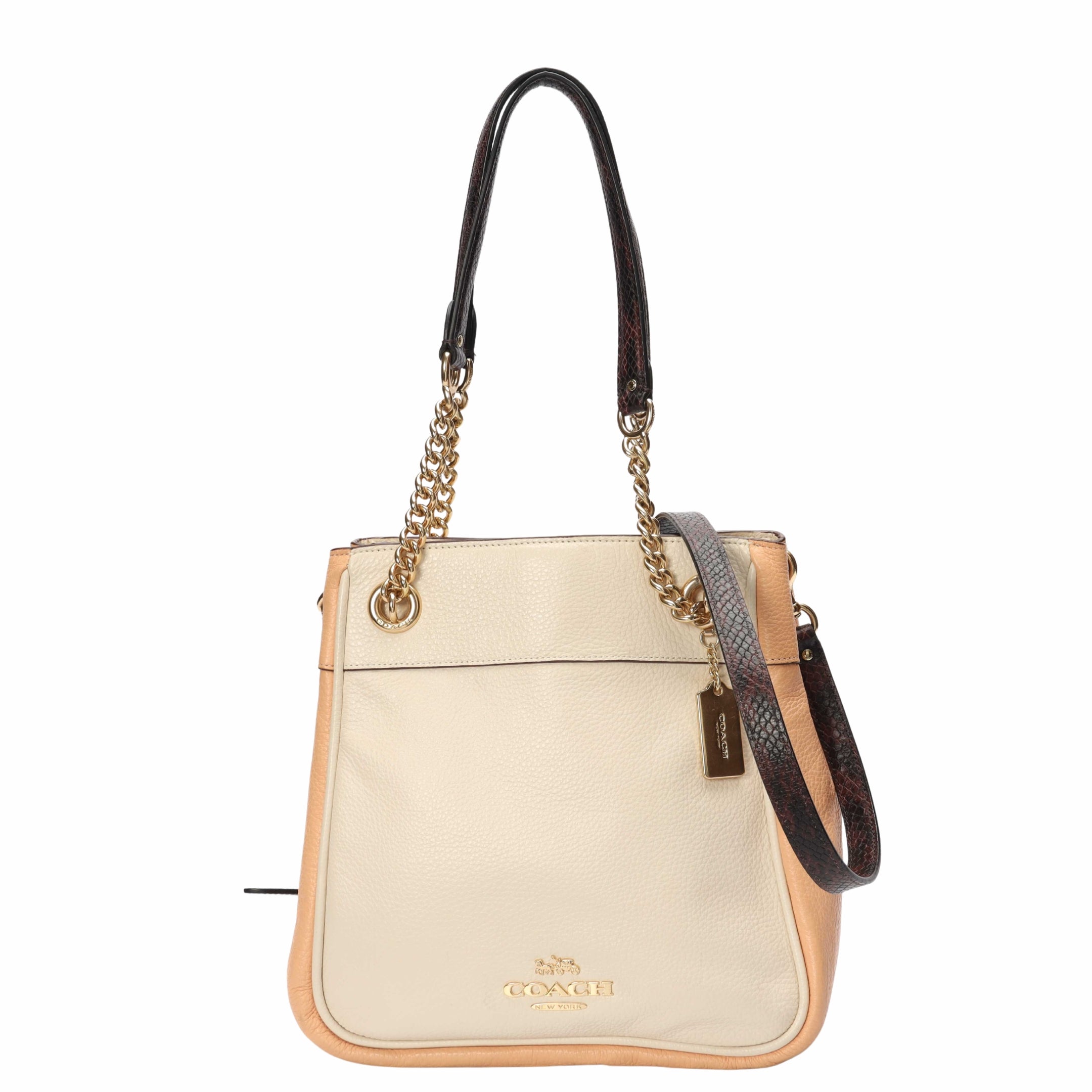 Coach Cammie Beige Chain Bucket Bag
