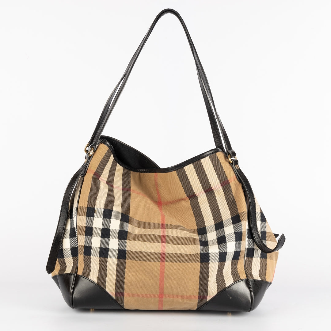 Burberry Haymarket Check Coated Canvas and Leather Canterbury Tote